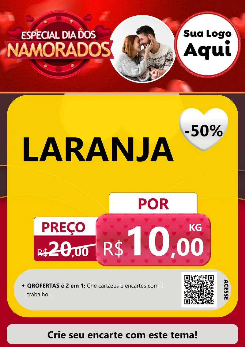 Modelo de Cartaz para Cartaz A4 Vertical com o tema Especial Dia Dos Namorados para Hortifrúti