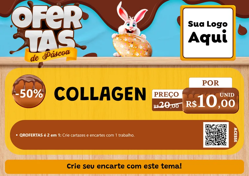 Modelo de Cartaz para Cartaz A4 Horizontal com o tema Ofertas de Páscoa para Suplementos alimentares