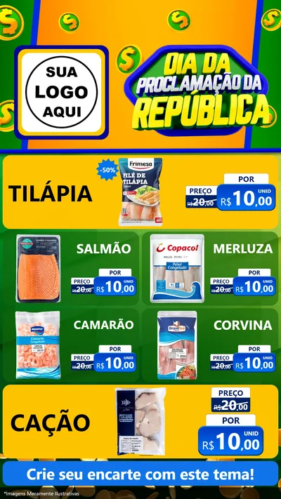 Modelo de TV para TV Vertical com o tema Dia Da Proclamação da República para Peixaria