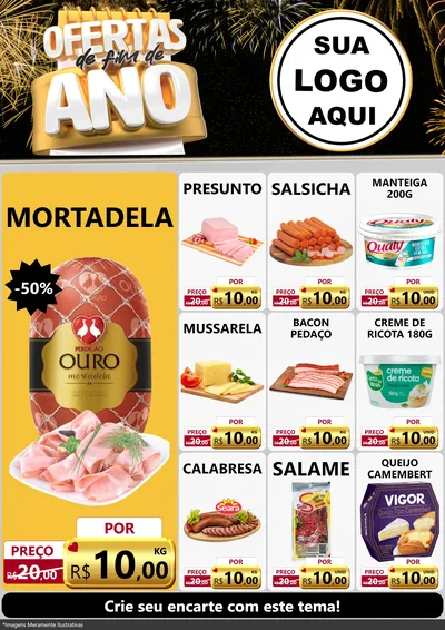Modelo de Encarte para Encarte A4 Vertical com o tema Ofertas de Fim de Ano para Frios e Laticínios