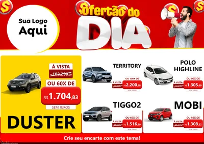 Modelo de Encarte para Encarte A4 Horizontal com o tema Ofertão do dia para Concessionaria de Carros