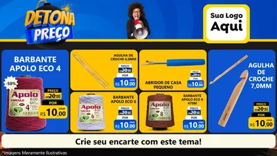 Modelo de TV para TV Horizontal com o tema Detona Preços para Armarinho e Aviamentos