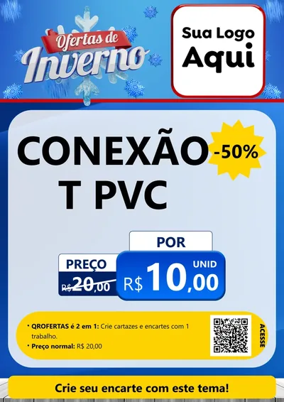 Modelo de Cartaz para Cartaz A4 Vertical com o tema Ofertas de Inverno para Tubos e conexões