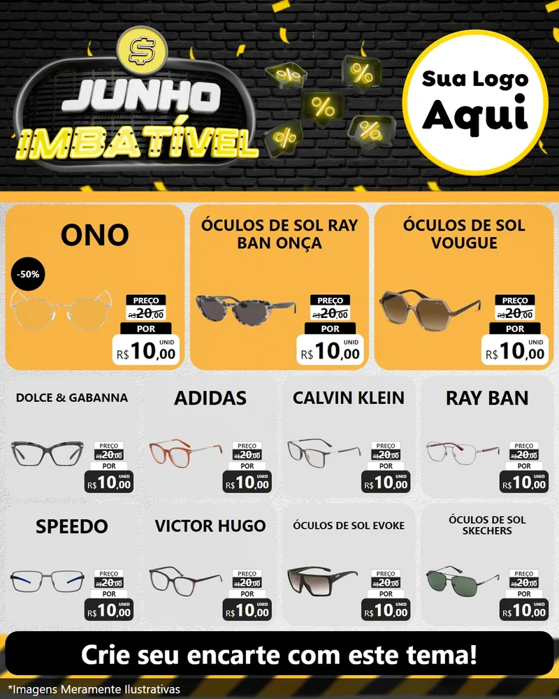 Modelo de Rede Social para Feed Instagram com o tema Junho Imbatível para Óticas