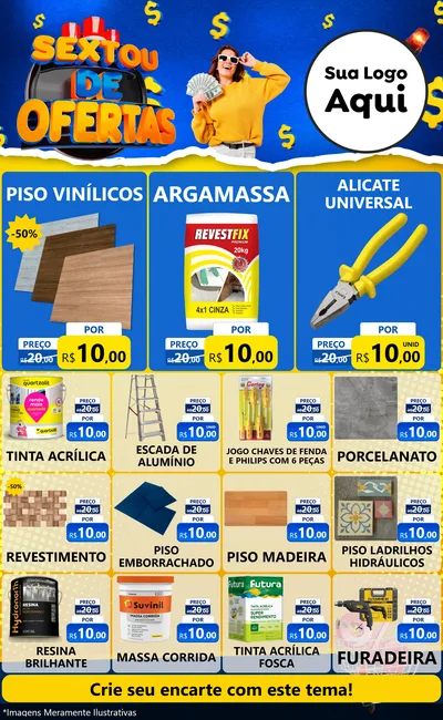 Modelo de Encarte para Encarte Grande com o tema Sextou de Ofertas para Material para Construção