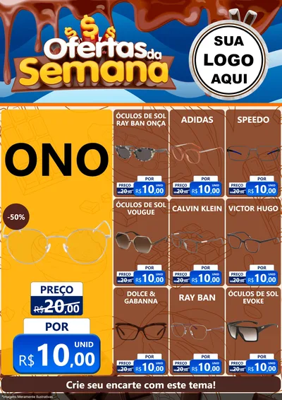 Modelo de Encarte para Encarte A4 Vertical com o tema Ofertas da Semana - Páscoa para Óticas