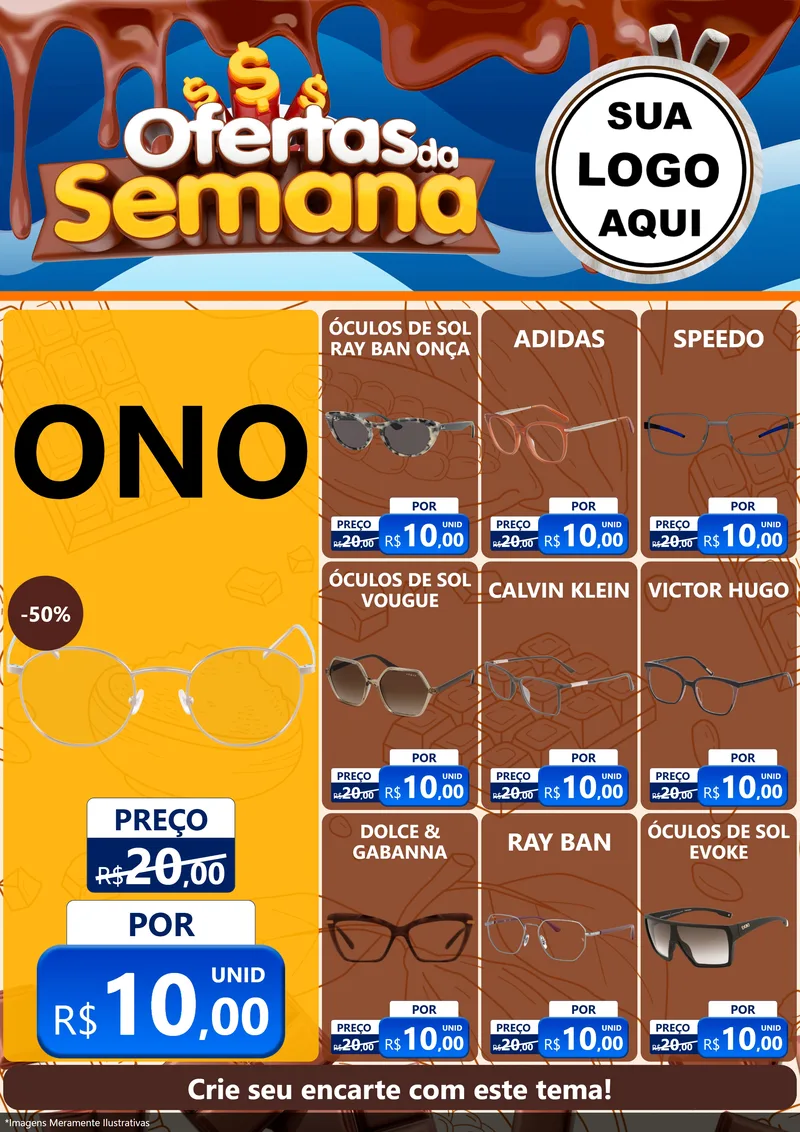 Modelo de Encarte para Encarte A4 Vertical com o tema Ofertas da Semana - Páscoa para Óticas