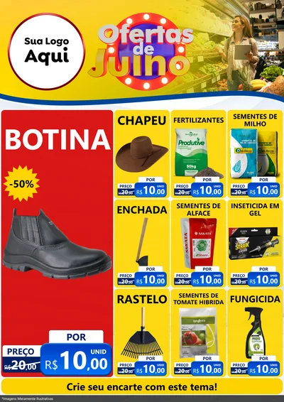 Modelo de Encarte para Encarte A4 Vertical com o tema Ofertas de Julho para Agropecuária