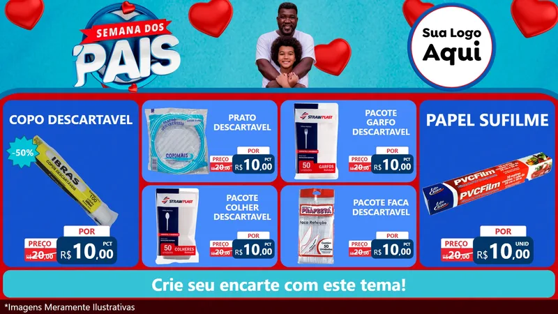 Modelo de TV para TV Horizontal com o tema Semana Dos Pais para Embalagens
