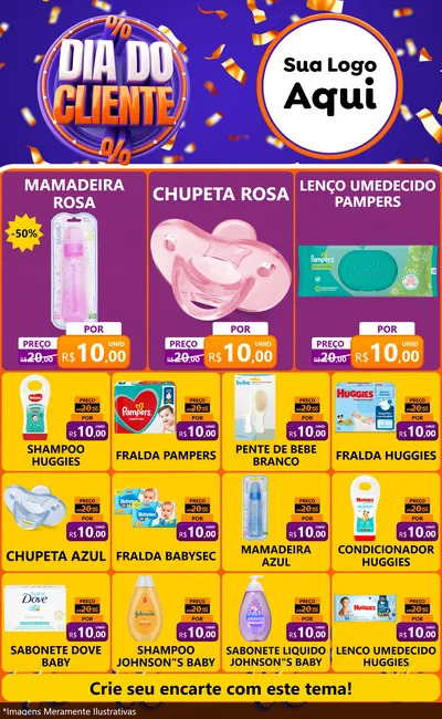 Modelo de Encarte para Encarte Grande com o tema Dia do Cliente para Bebês