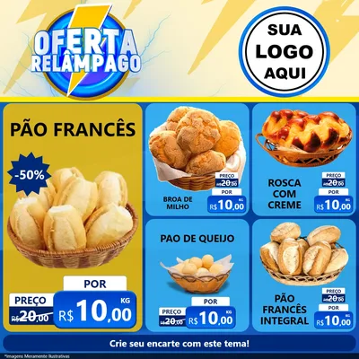 Modelo de Rede Social para Feed Facebook com o tema Oferta Relâmpago para Padaria
