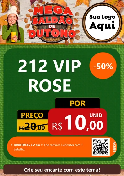 Modelo de Cartaz para Cartaz A4 Vertical com o tema Mega Saldão de Outono para Perfumes