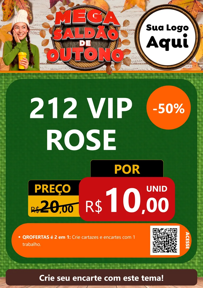 Modelo de Cartaz para Cartaz A4 Vertical com o tema Mega Saldão de Outono para Perfumes