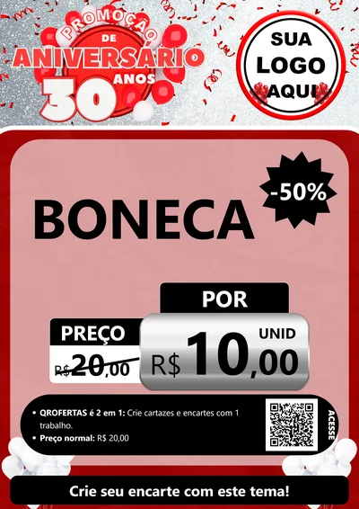 Modelo de Cartaz para Cartaz A4 Vertical com o tema Promoção de Aniversário - 30 Anos para Brinquedos