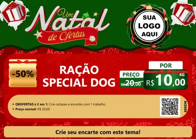 Modelo de Cartaz para Cartaz A4 Horizontal com o tema Um Natal de Ofertas para Pet Shop