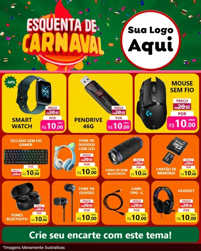 Modelo de Rede Social para Feed Instagram com o tema Esquenta de Carnaval para Informática