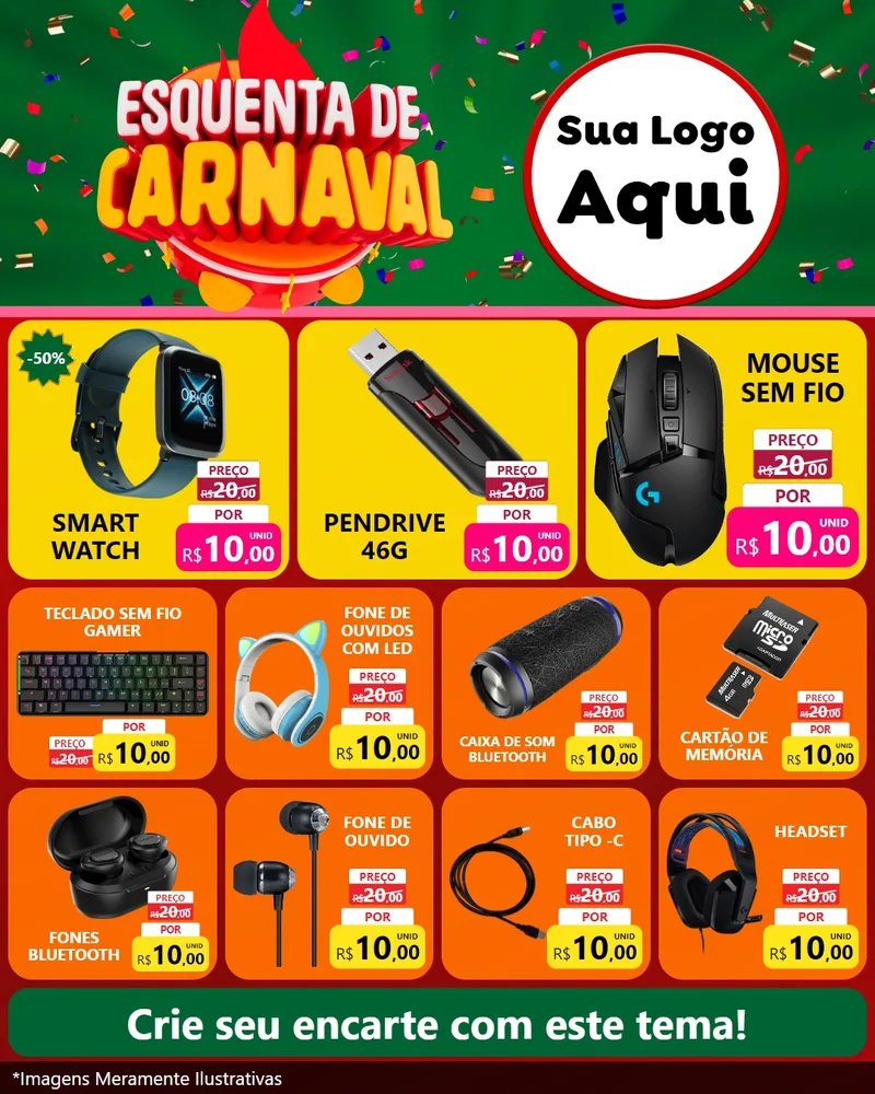 Modelo de Rede Social para Feed Instagram com o tema Esquenta de Carnaval para Informática