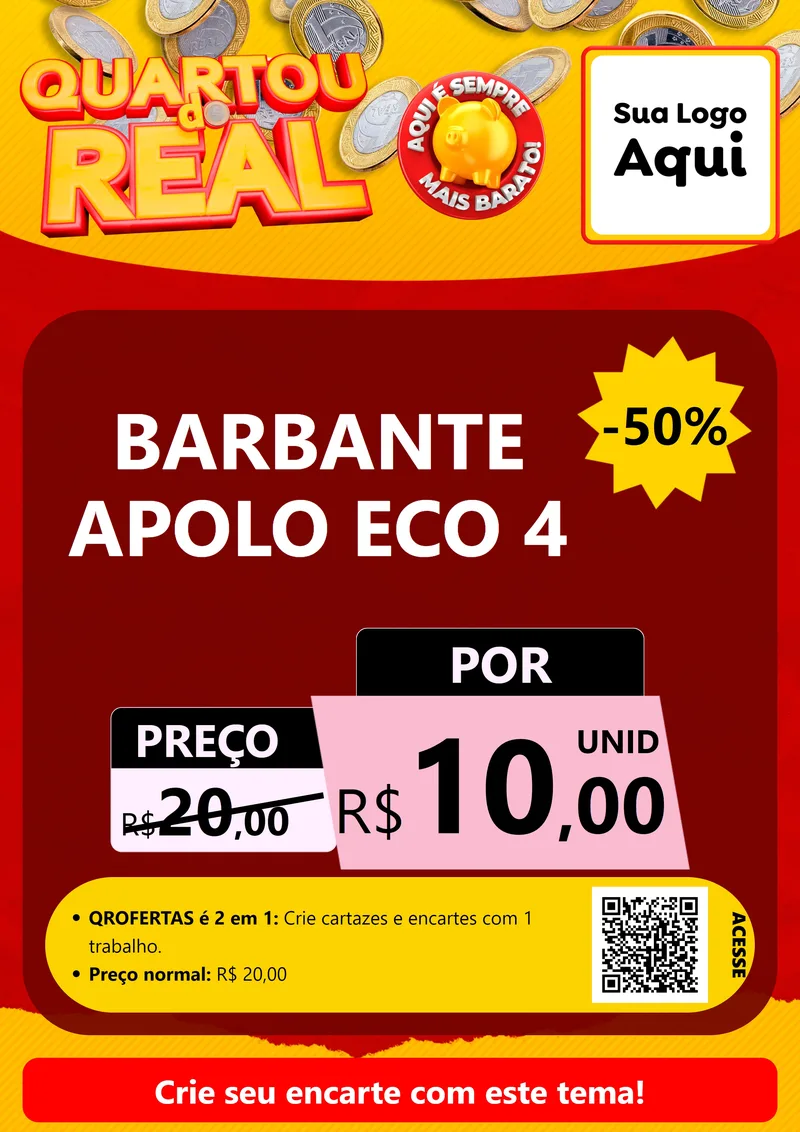 Modelo de Cartaz para Cartaz A4 Vertical com o tema Quartou do Real para Armarinho e Aviamentos