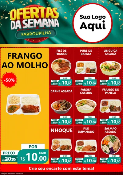 Modelo de Encarte para Encarte A4 Vertical com o tema Ofertas da Semana Farroupilha para Restaurante