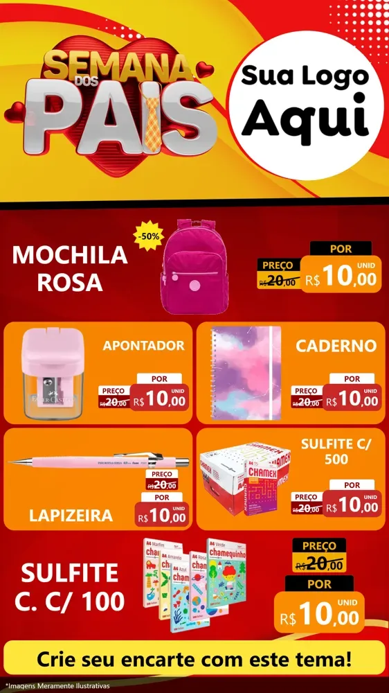 Modelo de TV para TV Vertical com o tema Semana Dos Pais para Papelaria