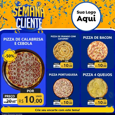 Modelo de Rede Social para Feed Facebook com o tema Semana do Cliente para Pizzaria