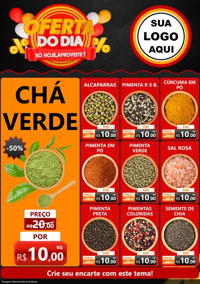 Modelo de Encarte para Encarte A4 Vertical com o tema Oferta do Dia - Só hoje, Aproveite! para Produtos Naturais