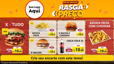 Modelo de TV para TV Horizontal com o tema Fim de Semana Rasga Preços para Hamburgueria