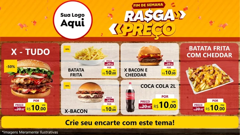 Modelo de TV para TV Horizontal com o tema Fim de Semana Rasga Preços para Hamburgueria