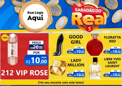 Modelo de Encarte para Encarte A4 Horizontal com o tema Sabadão do Real para Perfumes