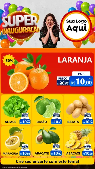 Modelo de Rede Social para Stories com o tema Super Inauguração para Hortifrúti