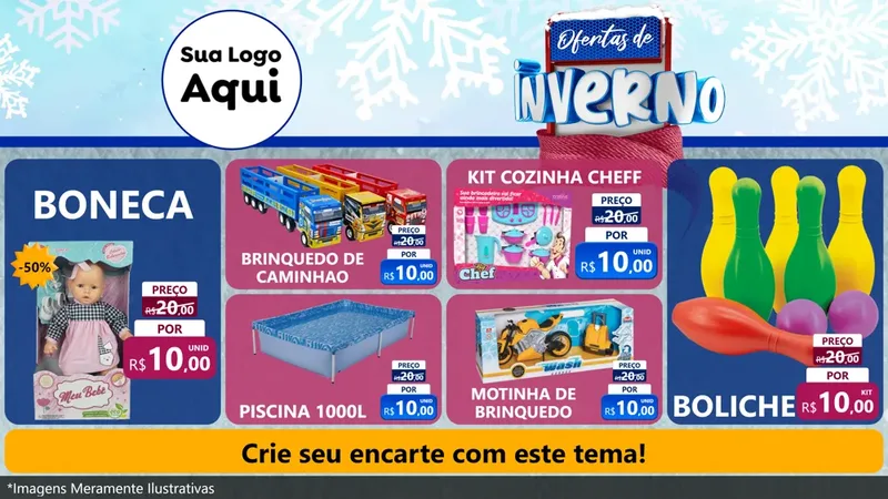 Modelo de TV para TV Horizontal com o tema Ofertas de Inverno para Brinquedos
