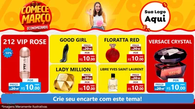 Modelo de TV para TV Horizontal com o tema Comece Março Economizando para Perfumes