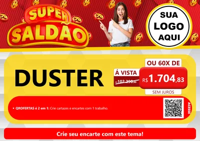 Modelo de Cartaz para Cartaz A4 Horizontal com o tema Super Saldão para Concessionaria de Carros