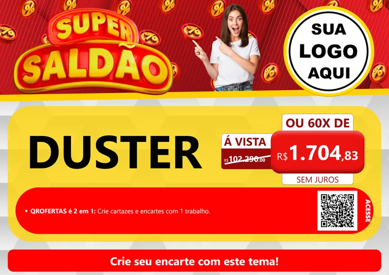 Modelo de Cartaz para Cartaz A4 Horizontal com o tema Super Saldão para Concessionaria de Carros