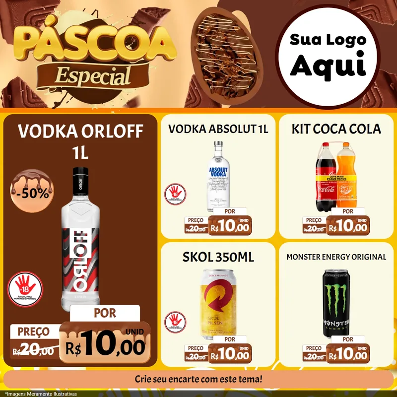 Modelo de Rede Social para Feed Facebook com o tema Páscoa Especial para Distribuidora de bebidas