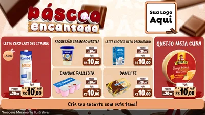 Modelo de TV para TV Horizontal com o tema Páscoa Encantada para Frios e Laticínios