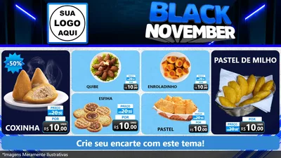 Modelo de TV para TV Horizontal com o tema Black November para Salgadaria