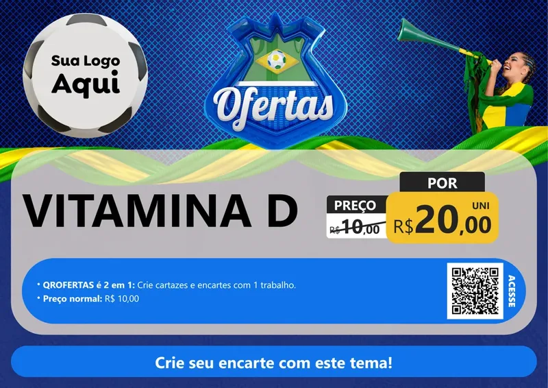 Modelo de Cartaz para Cartaz A4 Horizontal com o tema Ofertas (Futebol) para Farmácia