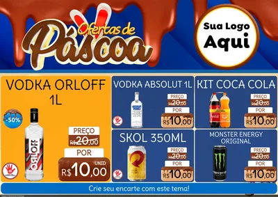 Modelo de Encarte para Encarte A4 Horizontal com o tema Ofertas de Páscoa para Distribuidora de bebidas