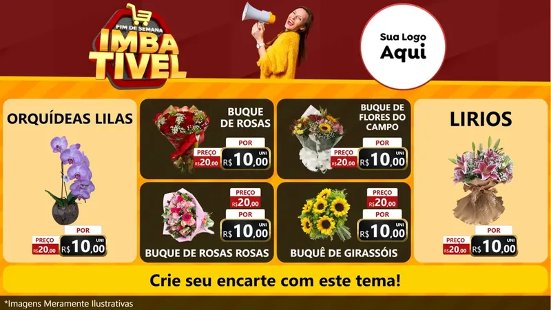 Modelo de TV para TV Horizontal com o tema Fim de Semana Imbatível para Floricultura e jardim