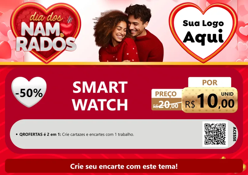 Modelo de Cartaz para Cartaz A4 Horizontal com o tema Dia dos Namorados para Informática