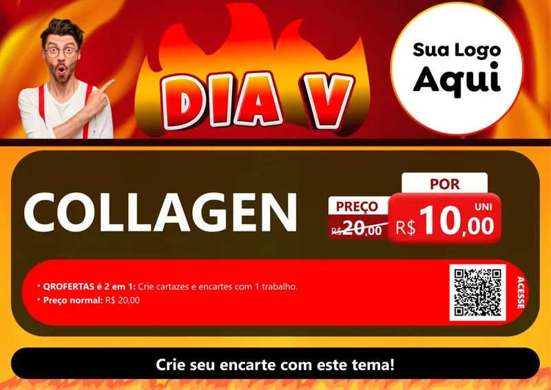 Modelo de Cartaz para Cartaz A4 Horizontal com o tema Dia V para Suplementos alimentares
