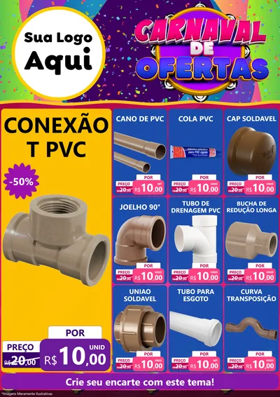 Modelo de Encarte para Encarte A4 Vertical com o tema Carnaval de Ofertas para Tubos e conexões