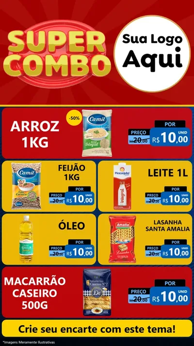 Modelo de TV para TV Vertical com o tema Super Combo para Supermercado