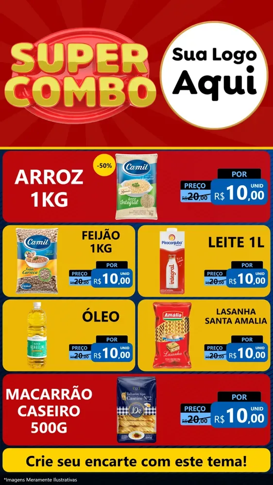 Modelo de TV para TV Vertical com o tema Super Combo para Supermercado