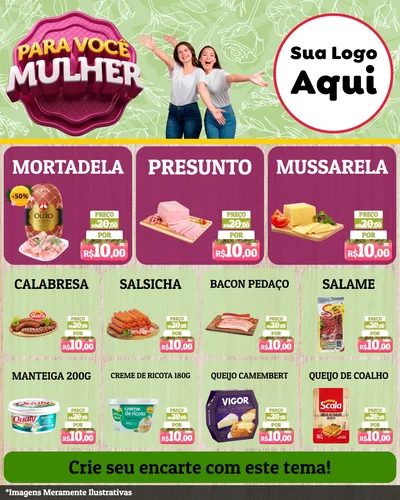 Modelo de Rede Social para Feed Instagram com o tema Para Você Mulher para Frios e Laticínios