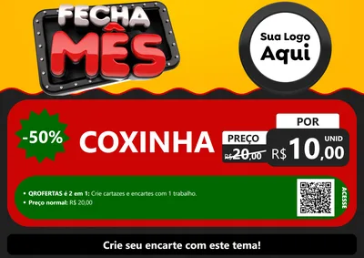 Modelo de Cartaz para Cartaz A4 Horizontal com o tema Fecha Mês para Salgadaria