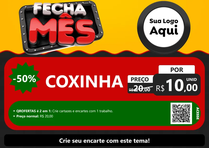 Modelo de Cartaz para Cartaz A4 Horizontal com o tema Fecha Mês para Salgadaria