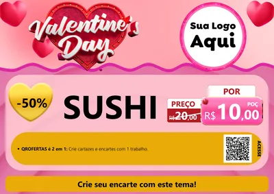 Modelo de Cartaz para Cartaz A4 Horizontal com o tema Valentine's Day para Comida japonesa