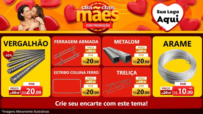 Modelo de TV para TV Horizontal com o tema Dia das Mães com Promoção para Ferragens